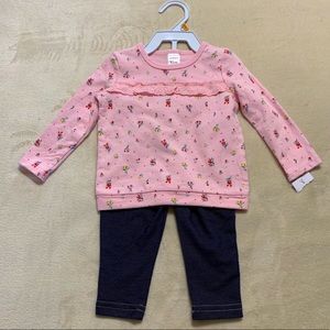 Carter’s 2 Piece Set Long Sleeve Shirt w/ Jeggings Girl’s 12 mos